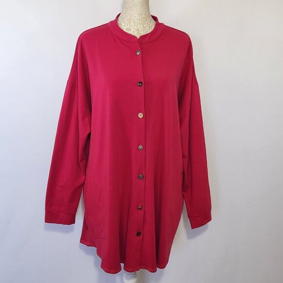 Soft Surroundings Women's Size XL Fuchsia Long Sleeve Button Up Pockets Cardigan - Picture 1 of 15
